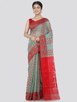 PinkLoom - Women's Soft Cotton Jamdani Saree Without Blouse Piece, Multi-Color