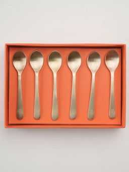 The Confetti Tree - Peony Pure Brass Dessert Spoons (Pack of 6)