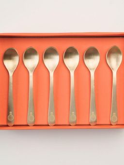 The Confetti Tree - Balloon Pure Brass Dessert Spoons (Pack of 6)