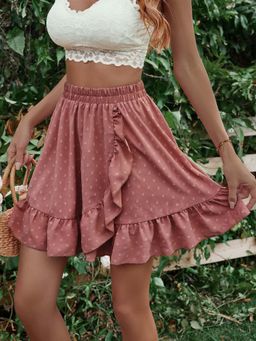 Outzidr - Coral Mini Solid A-Line Fit Skirt