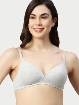 Enamor - A039 T-Shirt Cotton Padded Wirefree Bra - Grey