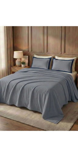 Reysha - Grey 400TC Bamboo Solid Bedsheet with 2 Pillow Covers (Queen)