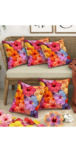 CHHAVI INDIA - Tropical Hibiscus Multi-Color Cushion Covers (Pack of 5) (M)