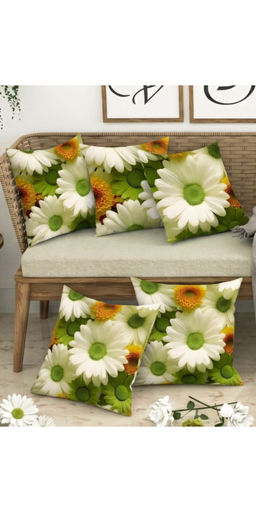 CHHAVI INDIA - Multi-Color Refreshing Daisy Floral Cushion Covers (Pack of 5) (M)