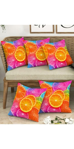 CHHAVI INDIA - Orange Vibrant 3D Citrus Fruit Cushion Covers (Pack of 5) (M)