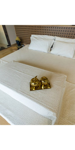 Reysha - Beige 300TC Polka Dot Cotton Bedsheet with 2 Pillow Covers (King)
