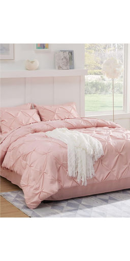 the White Moss - Pink Marquis Pinch Pleat Cameo Rose AC Comforter with 1 Pillow Cover (Single)