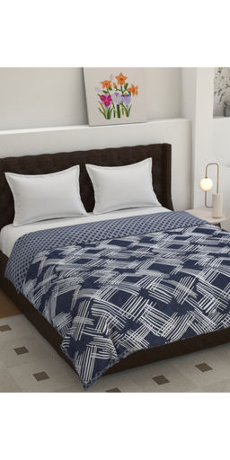 Florida - Navy Blue Polycotton AC Reversible Dohar (Double)