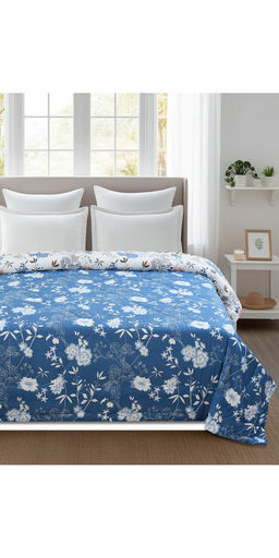 Florida - Blue Printed Microfiber Reversible 180 GSM AC Comforter (Double)
