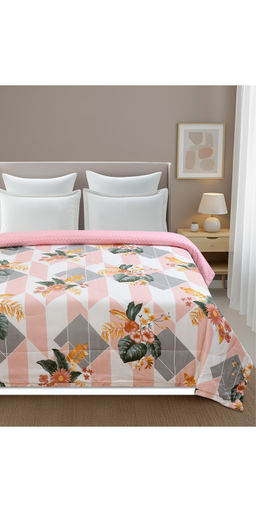 Florida - Pink Printed Microfiber Reversible 180 GSM AC Comforter (Double)
