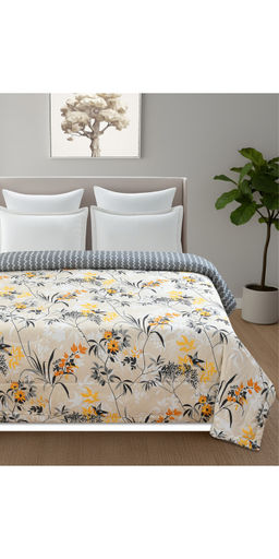 Florida - Beige Printed Microfiber Reversible 180 GSM AC Comforter (Double)
