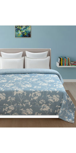 Florida - Blue Printed Microfiber Reversible 180 GSM AC Comforter (Double)