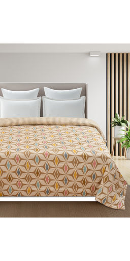 Florida - Brown Printed Microfiber Reversible 180 GSM AC Comforter (Double)