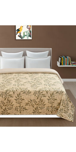 Florida - Beige Printed Microfiber Reversible 180 GSM AC Comforter (Double)