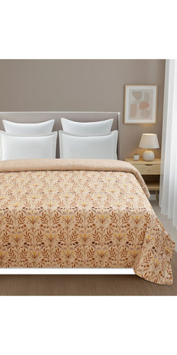 Florida - Beige Printed Microfiber Reversible 180 GSM AC Comforter (Double)