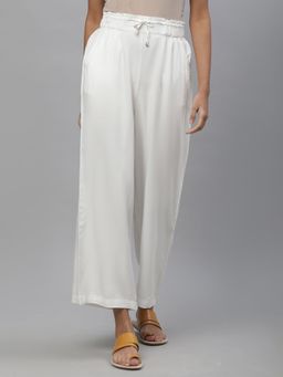Aurelia - White Casual Comfy Pant with Front Drawstrings