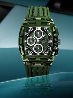 CARLINGTON - Men Green Pu Leather Square Dial Watch (Nitro 7105 Green) (M)