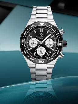 CARLINGTON - Men Silver Stainless Steel Round Dial Watch (Nitro 8049 Silver Black) (M)