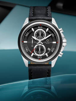 CARLINGTON - Men Black Pu Leather Round Dial Watch (Nitro 8075 Silver Black) (M)