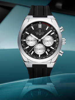 CARLINGTON - Men Black Pu Leather Round Dial Watch (Nitro 8080 Silver Black) (M)
