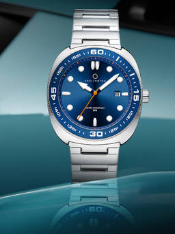 CARLINGTON - Men Silver Stainless Steel Round Dial Watch (Nitro 9250 Silver Blue) (M)