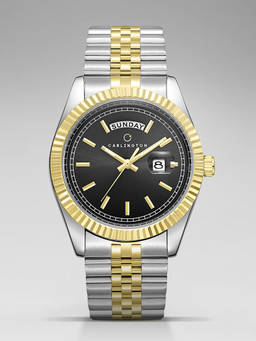 CARLINGTON - Men Multi-Colour Stainless Steel Round Dial Watch (Exclusive 8888 Two Tone Black) (M)