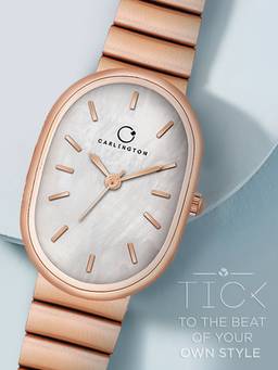 CARLINGTON - Women Rose Gold Stainless Steel Oval Dial Watch (Iconic 203Rosewhite) (M)