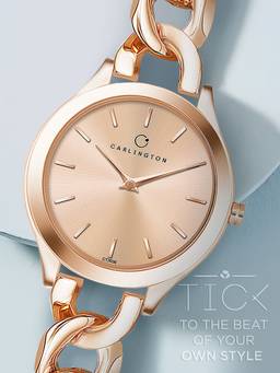 CARLINGTON - Women Rose Gold Stainless Steel Round Dial Watch (Iconic 2036 Rose Gold) (M)