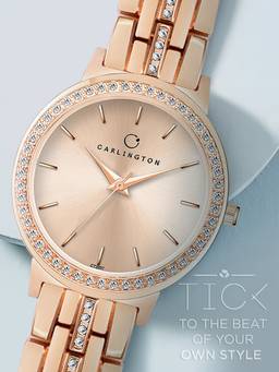 CARLINGTON - Women Rose Gold Stainless Steel Round Dial Watch (Iconic 2037 Rose Gold) (M)