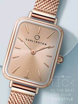 CARLINGTON - Women Rose Gold Stainless Steel Rectangular Dial Watch (Iconic 204Rosegold) (M)