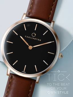 CARLINGTON - Women Brown Pu Leather Round Dial Watch (Iconic 2044 Brown) (M)