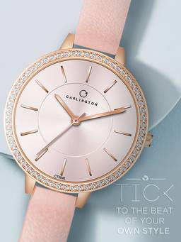 CARLINGTON - Women Pink Pu Leather Round Dial Watch (Iconic 2046 Pink) (M)