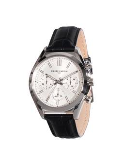 Pierre Cardin - Men Black Leather Round Dial Watch (Cf.1019.Lb.4) (M)
