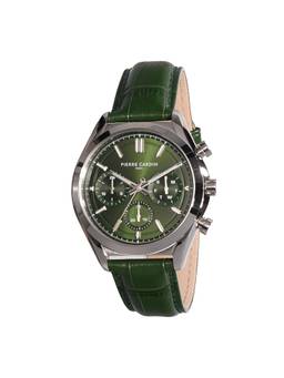 Pierre Cardin - Men Green Leather Round Dial Watch (Cf.1019.Lf) (M)