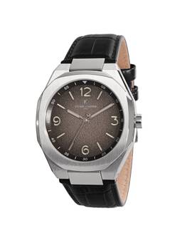 Pierre Cardin - Men Black Leather Round Dial Watch (Cf.1042.Lb) (M)