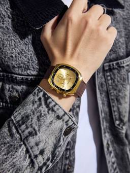 Daniel Hechter - Men Brown Leather Square Dial Watch (Dhm1001-06L) (M)
