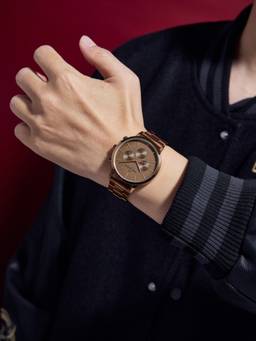 Daniel Hechter - Men Brown Stainless Steel Round Dial Watch (Dhm1051-22) (M)