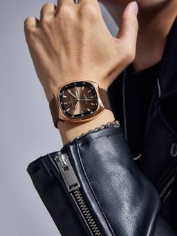 Daniel Hechter - Men Brown Metal Square Dial Watch (Dhm1053-55Mm) (M)