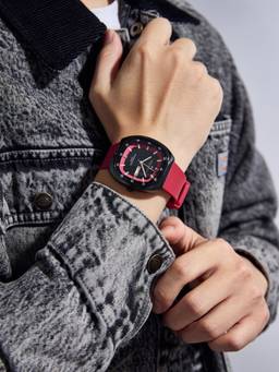 Daniel Hechter - Men Red Silicon Square Dial Watch (Dhm1053-04S) (M)