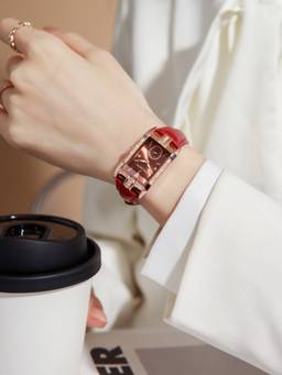 Daniel Hechter - Women Red Leather Rectangular Dial Watch (Dhw2031-02L) (M)