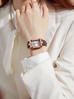 Daniel Hechter - Women Brown Leather Rectangular Dial Watch (Dhw2031-03L) (M)