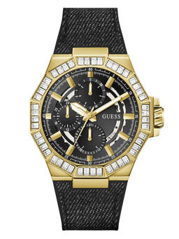 Guess - Men Black Leather Round Dial Watch (Gw0701G3) (M)