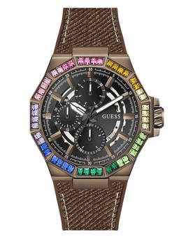 Guess - Men Brown Leather Round Dial Watch (Gw0701G5) (M)