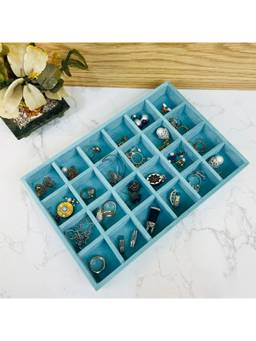 La Trove - Premium Seagreen Velvet 24-Grids Jewellery Storage Organizer Display Tray
