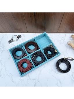La Trove - Green Velvet 6 Slots Belt & Accessories Storage Organizer Tray For Drawer