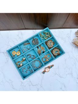 La Trove - Luxury Velvet 12 Grid Organiser Jewellery Tray (30X20X3.5 Cm)