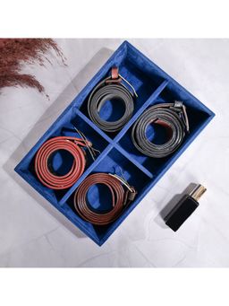 La Trove - Luxury Velvet 4 Slot Belt Tray Display Of Premium Big Buckle Belts