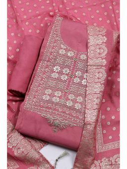 MEENA BAZAAR - Embroidered Women Pink Unstitched Kurta with Pant and Dupatta
