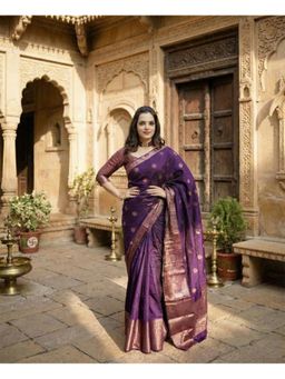 AMRUTKALA SAREES - Purple Designer Banarasi Silk Kanjivaram Saree with Unstitched Blouse
