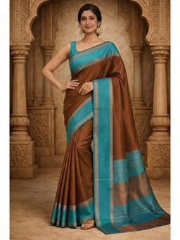 AMRUTKALA SAREES - Brown Designer Banarasi Silk Kanjivaram Saree with Unstitched Blouse